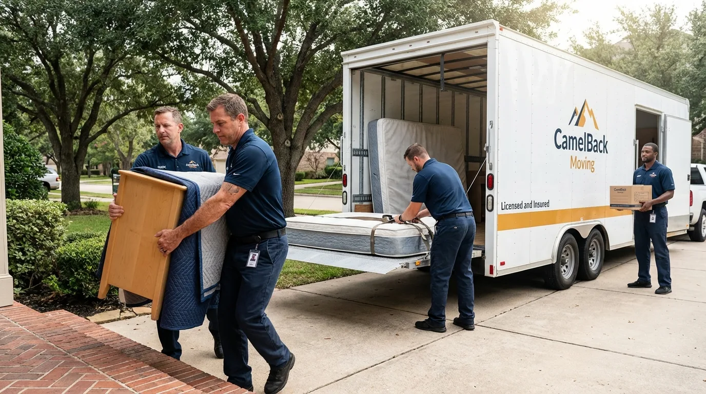 Crew loading residential truck for cross-state move from Union Springs, NY