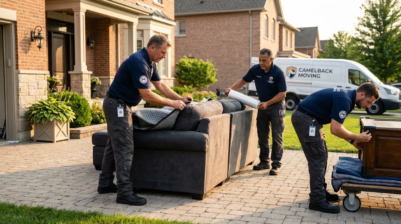 Large estate moving crew wrapping furniture in Union Springs, NY