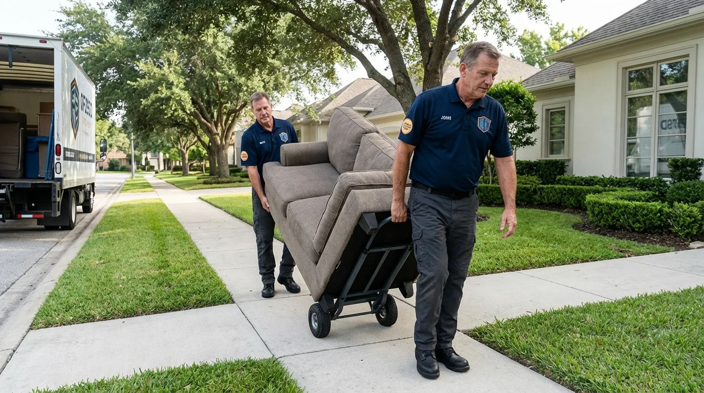 Local residential moving crew loading furniture in Union Springs, NY